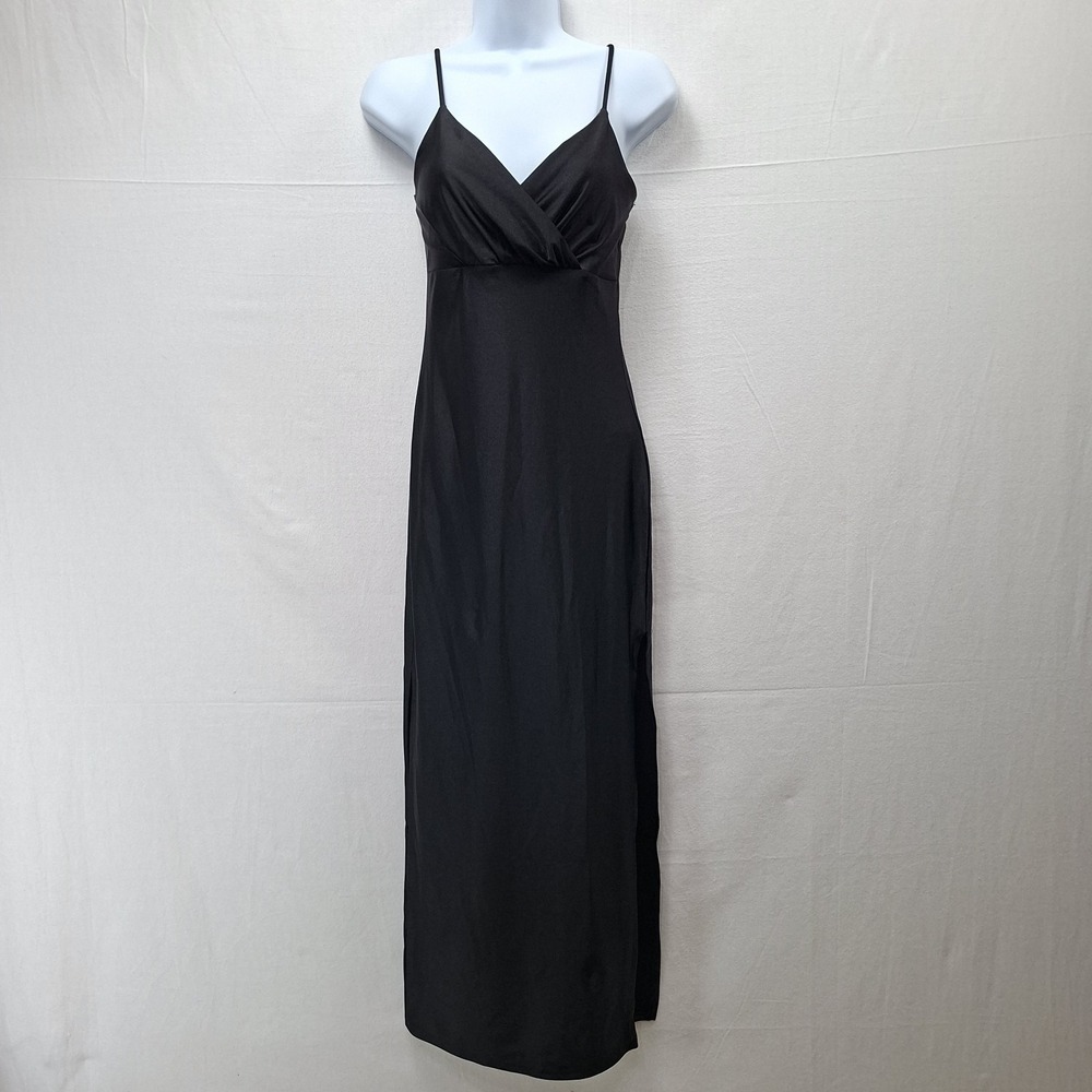 Maxi Slip Dress S Black Fairy Babydoll S Satin Cocktail Girly Glam Dance Party